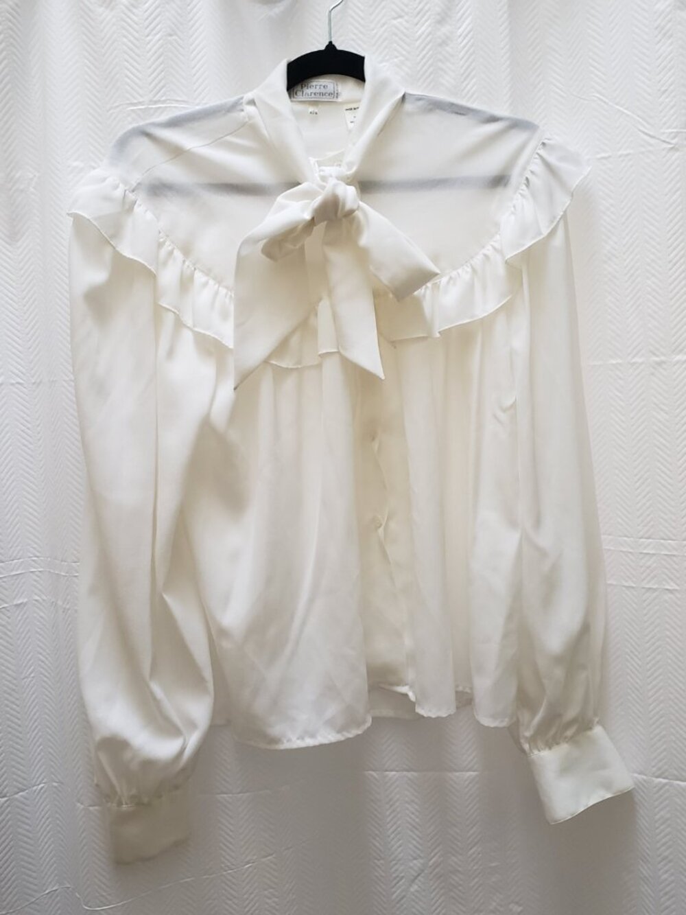 Vintage Frill Trimmed Button up Blouse White Made in France EU 42N Ruffle